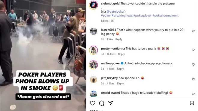 WSOPC賽場驚魂 撲克玩家iphoness突冒濃煙