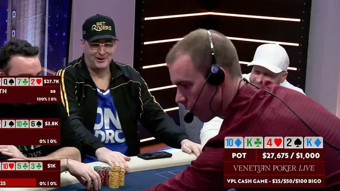 gg扑克和扑克顽童Hellmuth 河（hé）牌惊现四条（tiáo）39%胜率（lǜ）收下巨池