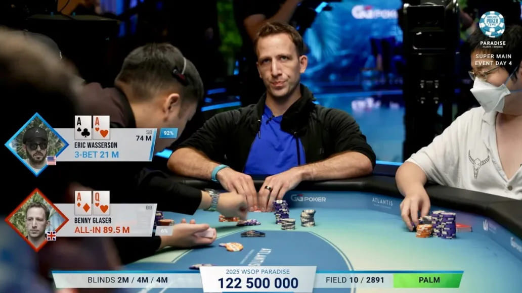 WSOP超級主賽（sài）slowroll 爭議 AA面對翻前全壓拖1分鐘才跟（gēn）注